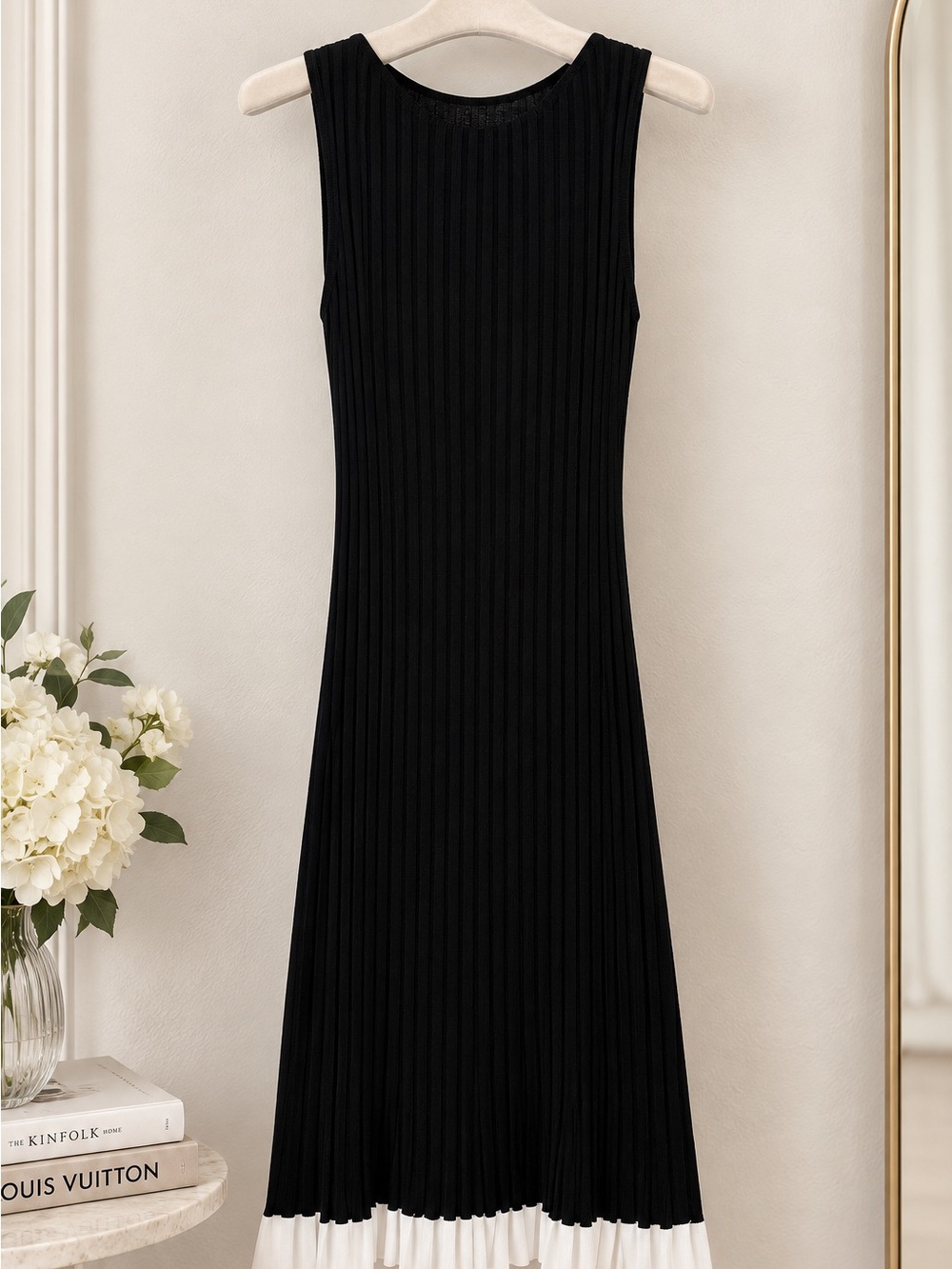 Zara Black Sleeveless Ribbed Knit Dress